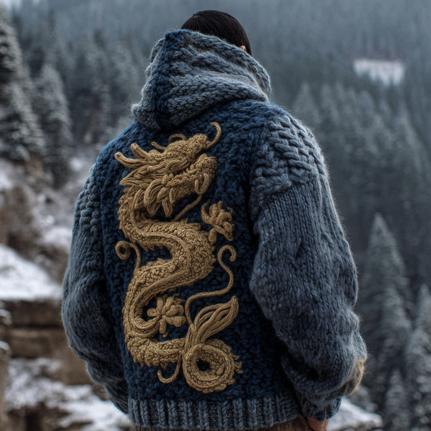 Men's Viking Dragon Style Celtic Thick Zip-up Hooded Sweater artswardrobe