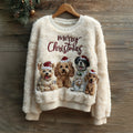 Comstylish Cute And Fun Puppy Pattern Warm Crew Neck Sweater